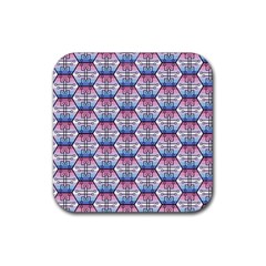 Hackers Town Void Mantis Hexagon Bigender Seven 7 Stripe Pride Flag Rubber Coaster (square) by WetdryvacsLair