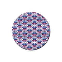 Hackers Town Void Mantis Hexagon Bigender Seven 7 Stripe Pride Flag Rubber Coaster (round) by WetdryvacsLair