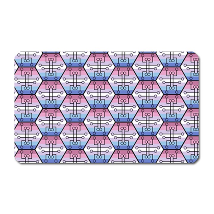 Hackers Town Void Mantis Hexagon Bigender Seven 7 Stripe Pride Flag Magnet (Rectangular)