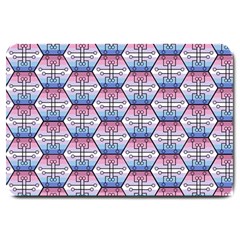 Hackers Town Void Mantis Hexagon Bigender Seven 7 Stripe Pride Flag Large Doormat  by WetdryvacsLair