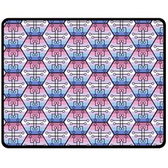 Hackers Town Void Mantis Hexagon Bigender Seven 7 Stripe Pride Flag Fleece Blanket (medium)  by WetdryvacsLair