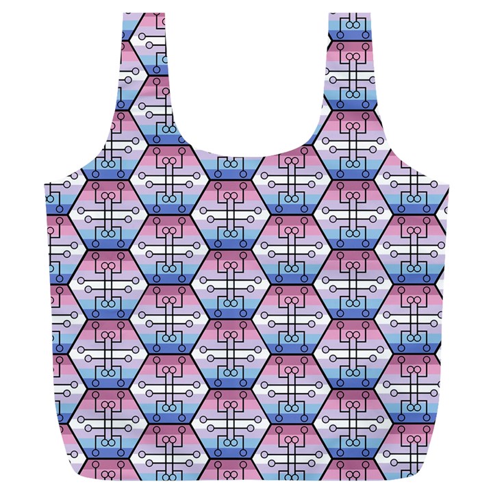 Hackers Town Void Mantis Hexagon Bigender Seven 7 Stripe Pride Flag Full Print Recycle Bag (XL)