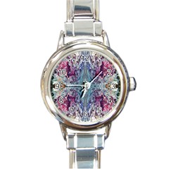 Abstract Arabesque Round Italian Charm Watch by kaleidomarblingart