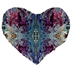 Abstract Arabesque Large 19  Premium Flano Heart Shape Cushions by kaleidomarblingart