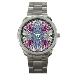 Abstract Kaleidoscope Sport Metal Watch by kaleidomarblingart