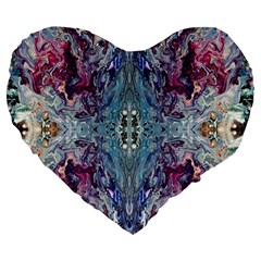 Abstract Kaleidoscope Large 19  Premium Heart Shape Cushions by kaleidomarblingart