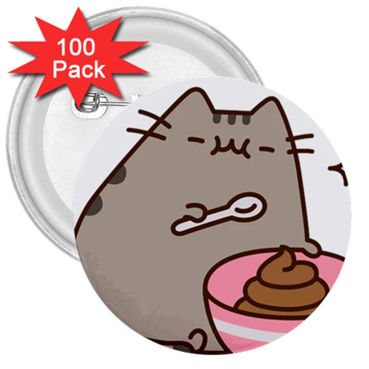 Cat Kitten 3  Buttons (100 pack) 