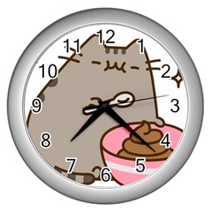 Cat Kitten Wall Clock (silver) by Jancukart