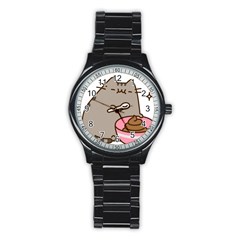 Cat Kitten Stainless Steel Round Watch