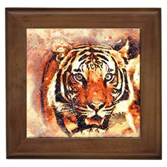 Tiger-portrait-art-abstract Framed Tile by Jancukart