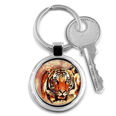 Tiger-portrait-art-abstract Key Chain (round)