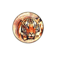 Tiger-portrait-art-abstract Hat Clip Ball Marker