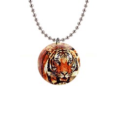 Tiger-portrait-art-abstract 1  Button Necklace