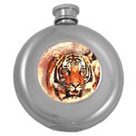 Tiger-portrait-art-abstract Round Hip Flask (5 oz) Front