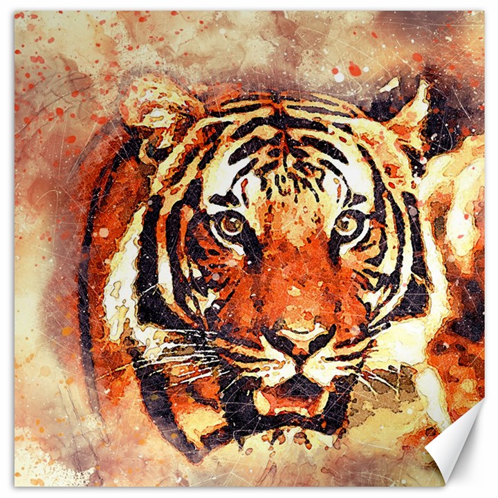 Tiger-portrait-art-abstract Canvas 16  x 16 