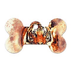 Tiger-portrait-art-abstract Dog Tag Bone (two Sides)