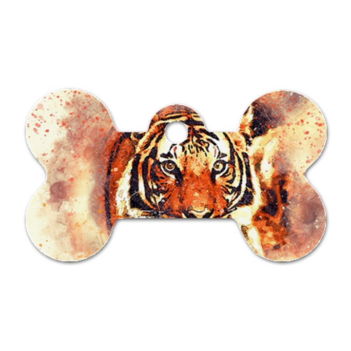 Tiger-portrait-art-abstract Dog Tag Bone (Two Sides)