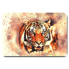 Tiger-portrait-art-abstract Large Doormat 