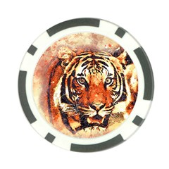 Tiger-portrait-art-abstract Poker Chip Card Guard