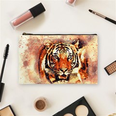 Tiger-portrait-art-abstract Cosmetic Bag (medium) by Jancukart