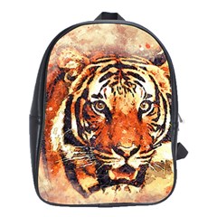 Tiger-portrait-art-abstract School Bag (large) by Jancukart