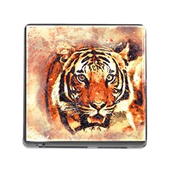 Tiger-portrait-art-abstract Memory Card Reader (square 5 Slot)