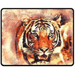 Tiger-portrait-art-abstract Fleece Blanket (medium) 