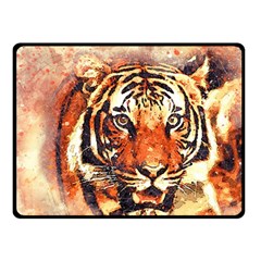 Tiger-portrait-art-abstract Fleece Blanket (small)