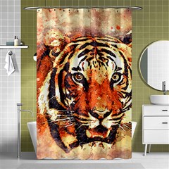 Tiger-portrait-art-abstract Shower Curtain 48  X 72  (small)  by Jancukart