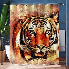 Tiger-portrait-art-abstract Shower Curtain 60  X 72  (medium) 