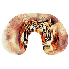 Tiger-portrait-art-abstract Travel Neck Pillow