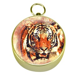 Tiger-portrait-art-abstract Gold Compasses