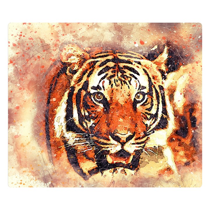 Tiger-portrait-art-abstract Double Sided Flano Blanket (Small) 