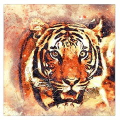 Tiger-portrait-art-abstract Square Satin Scarf (36  X 36 )