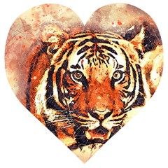 Tiger-portrait-art-abstract Wooden Puzzle Heart