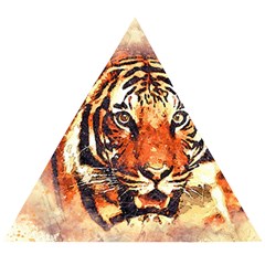 Tiger-portrait-art-abstract Wooden Puzzle Triangle