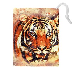 Tiger-portrait-art-abstract Drawstring Pouch (4xl)