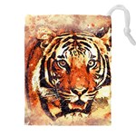 Tiger-portrait-art-abstract Drawstring Pouch (4XL) Front