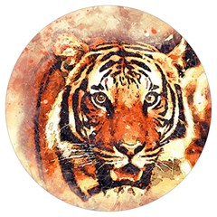 Tiger-portrait-art-abstract Round Trivet