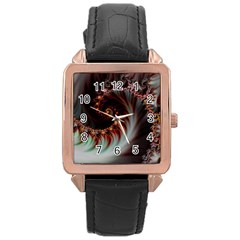 Digital-fractal-fractals-fantasy Rose Gold Leather Watch 