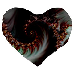 Digital-fractal-fractals-fantasy Large 19  Premium Flano Heart Shape Cushions