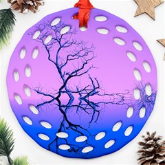 Nature-inspiration-trees-blue Round Filigree Ornament (two Sides)