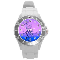 Nature-inspiration-trees-blue Round Plastic Sport Watch (l)