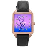 Nature-inspiration-trees-blue Rose Gold Leather Watch  Front