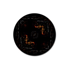 Abstract-animated-ornament-background-fractal-art- Rubber Round Coaster (4 Pack)