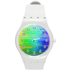 Colors-rainbow-chakras-style Round Plastic Sport Watch (m)