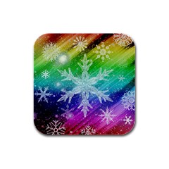 Christmas-snowflake-background Rubber Square Coaster (4 Pack) by Jancukart