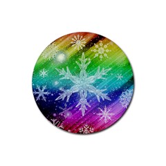 Christmas-snowflake-background Rubber Coaster (round) by Jancukart