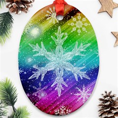 Christmas-snowflake-background Oval Ornament (two Sides)