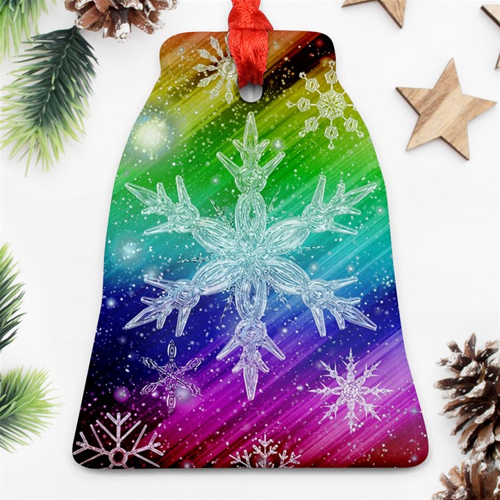 Christmas-snowflake-background Bell Ornament (Two Sides)